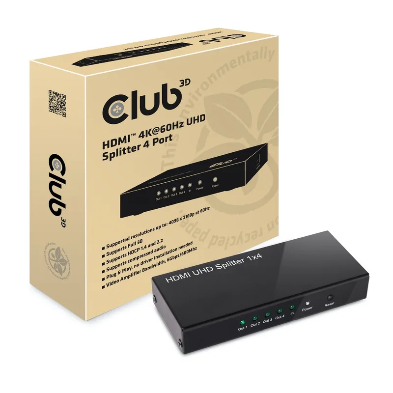 CLUB-3D SPLITTER CLUB 3D 1xHDMI A 4xHDMI 4K60HZ