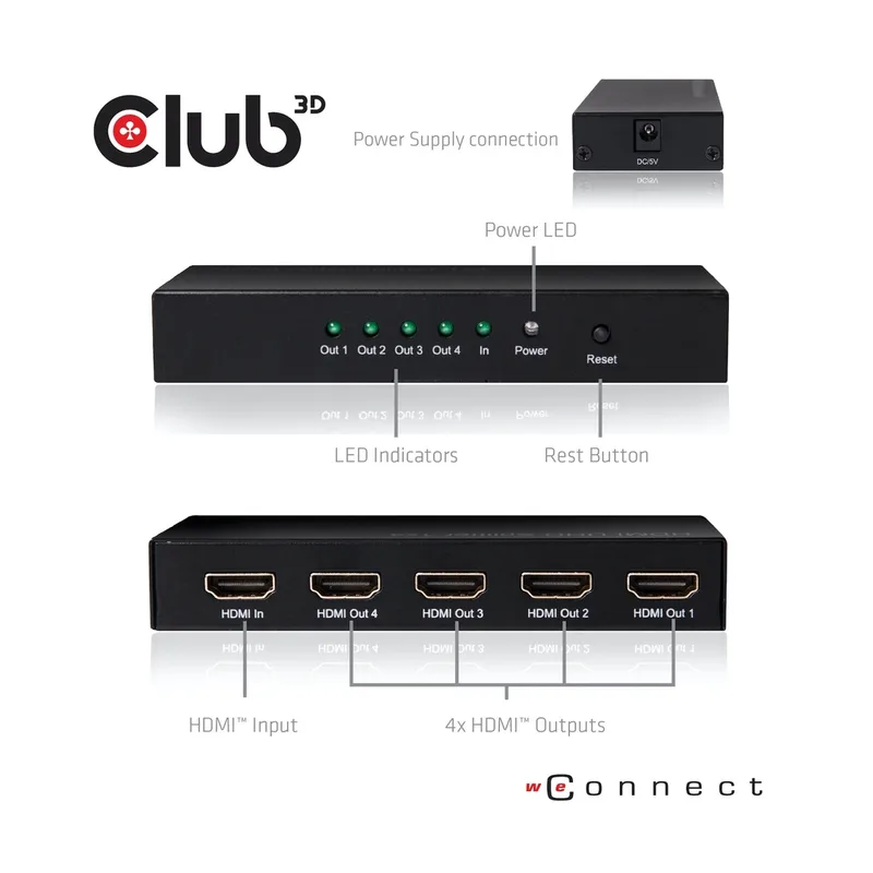 CLUB-3D SPLITTER CLUB 3D 1xHDMI A 4xHDMI 4K60HZ - foto 2