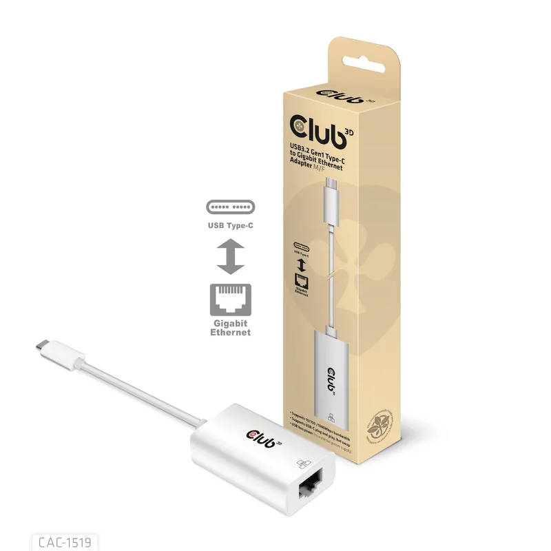 Club-3d Adaptador Club 3D Usb-c/m A RJ45 Gigabit Ethernet H Blanco