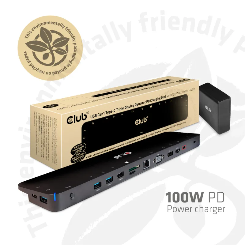 Club-3d Docking Club 3D 12en1 Usb-c 100W Negro