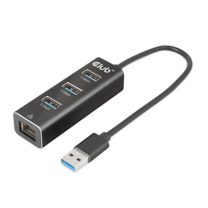 CLUB-3D HUB CLUB 3D USB-A A 3xUSB-A 3.0/RJ45 NEGRO