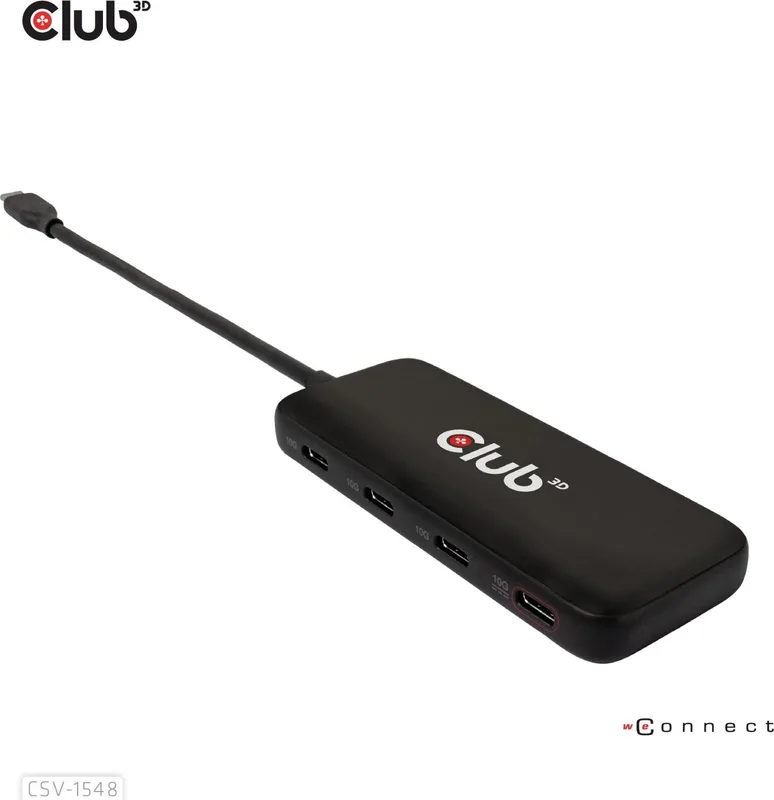 CLUB-3D HUB CLUB 3D USB-C A 4xUSB-C 10G PD 3.0 NEGRO - foto 2