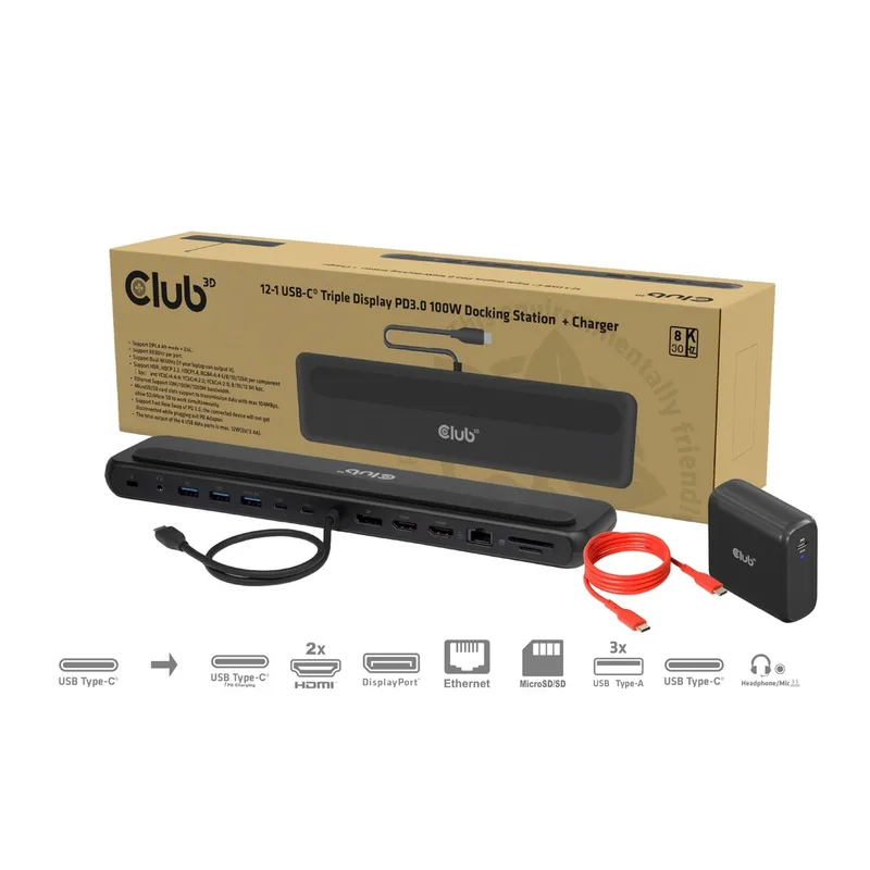 Club-3d Docking Club 3D 12en1 100W 8k60hz Displaylink - foto 2