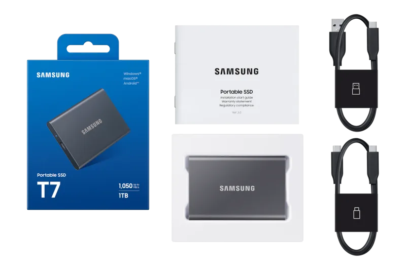 Disco Sólido SSD Externo SAMSUNG 2TB T7 USB3.2 GRIS - foto 3