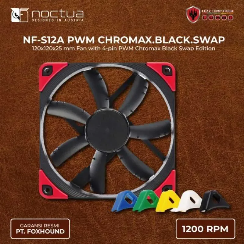 VENTILADOR 12CM NOCTUA NF-S12A PWM CH.BK.S CHROMAX BLACK SWAP - foto 3