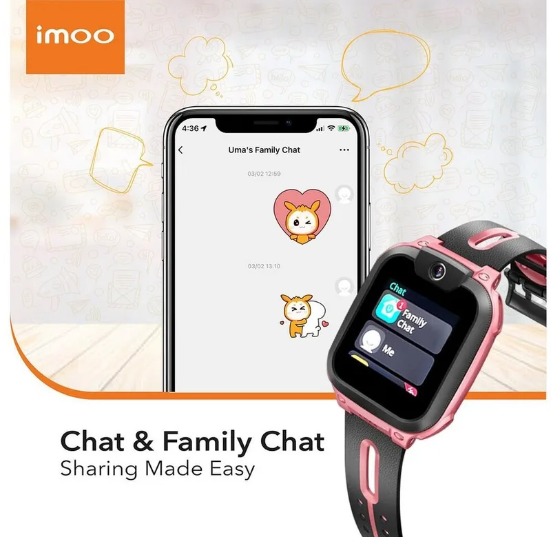 Smartwatch Imoo Phone Z1 Pink Niños - foto 4