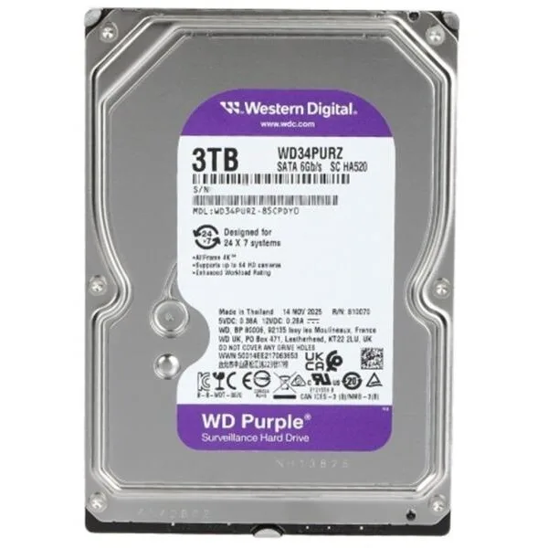 Disco Duro HDD Western Digital 3.5 4TB 128MB SATA3 PURPLE