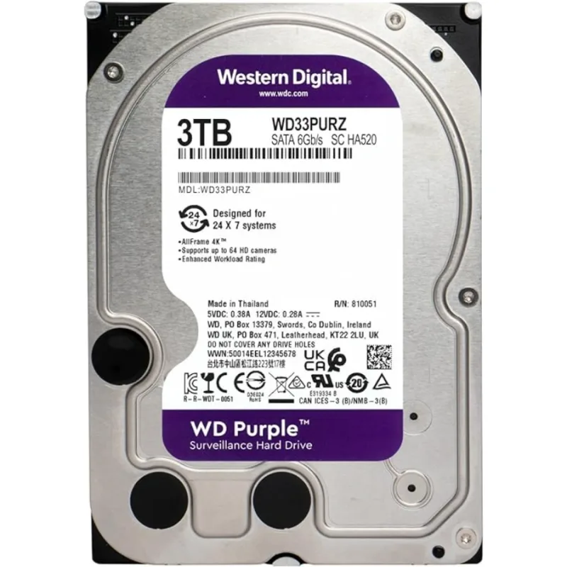Disco Duro HDD Western Digital 3.5 8TB 540RPM SATA3 PURPLE - foto 3